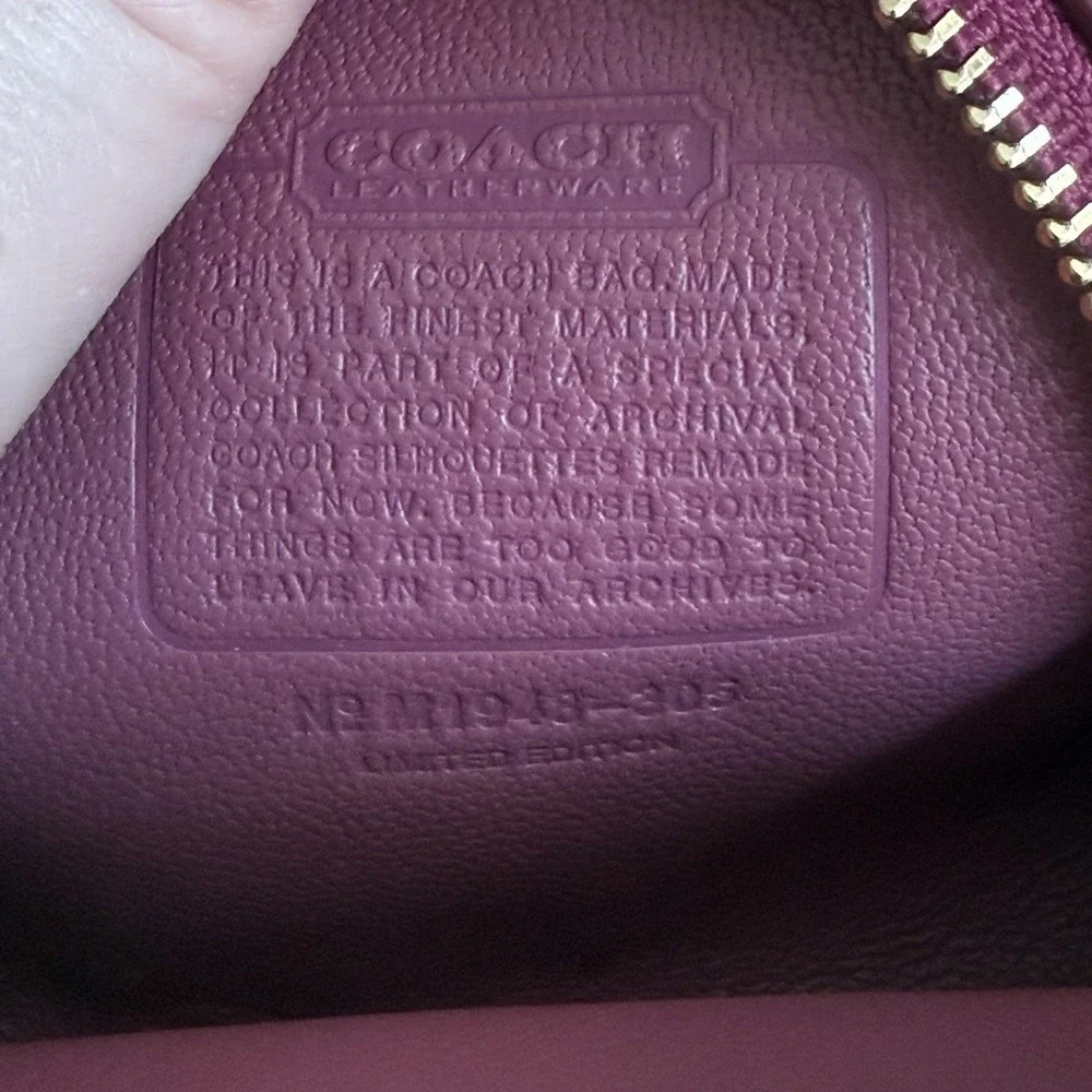 Coach Magenta Pink Glovetanned Leather Half Moon Mini Pouch Wristlet Bag Wallet